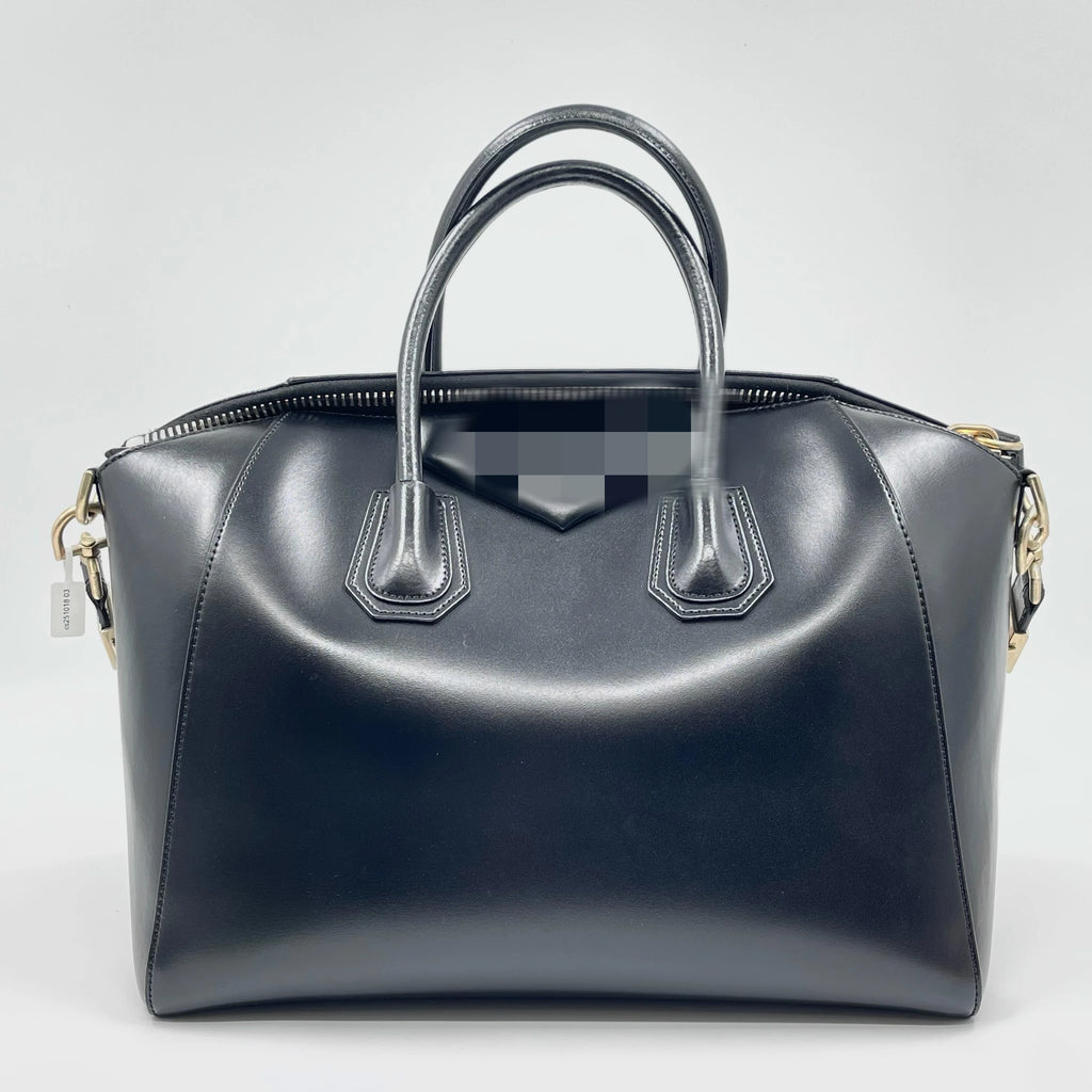 Luxury Pre-Owned Designer Handbags Wholesale, Black Genuine Leather Tote & Crossbody Bag, Vintage Chic