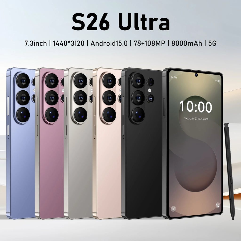 S26 Ultra smartphone with 22GB RAM and 2TB storage, Android 15, 108MP camera, and 7.3 inch display, angle 5 view