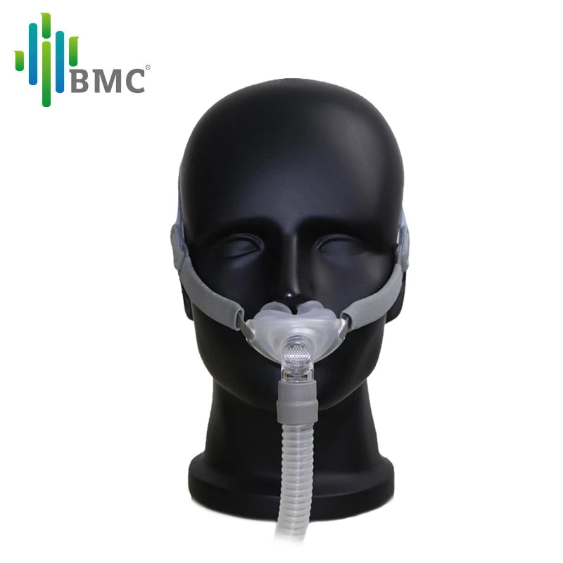 BMC PM2 Nasal Pillow Mask Nose Mask with Headband for CPAP Machine APAP BiPAP S/M/L 3 Sizes Silicone Cushions Apnea CPAP Mask