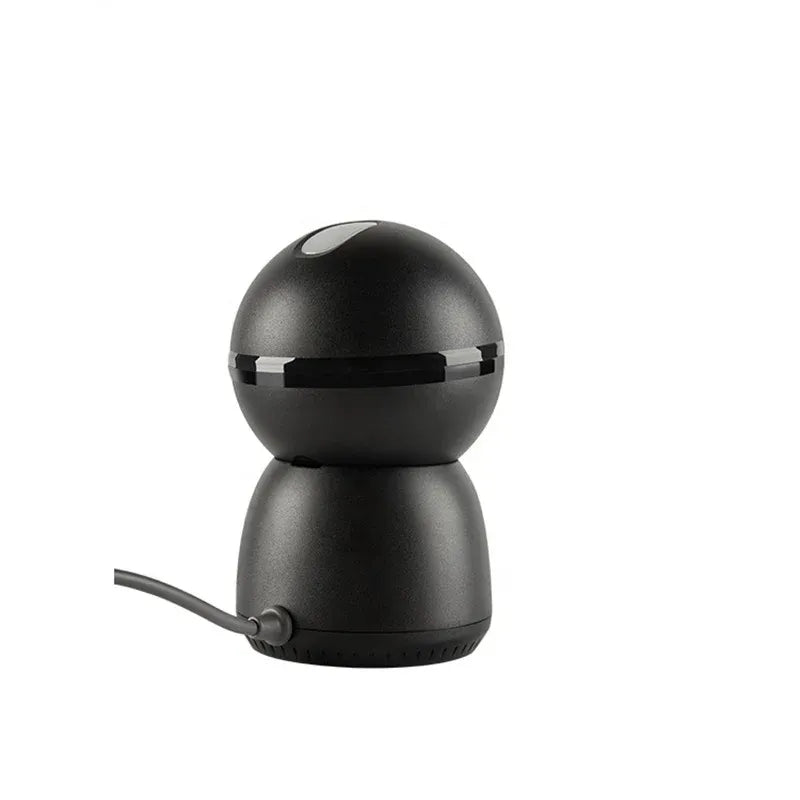 Desktop barcode and QR scanner, black body with top sensor window and cable