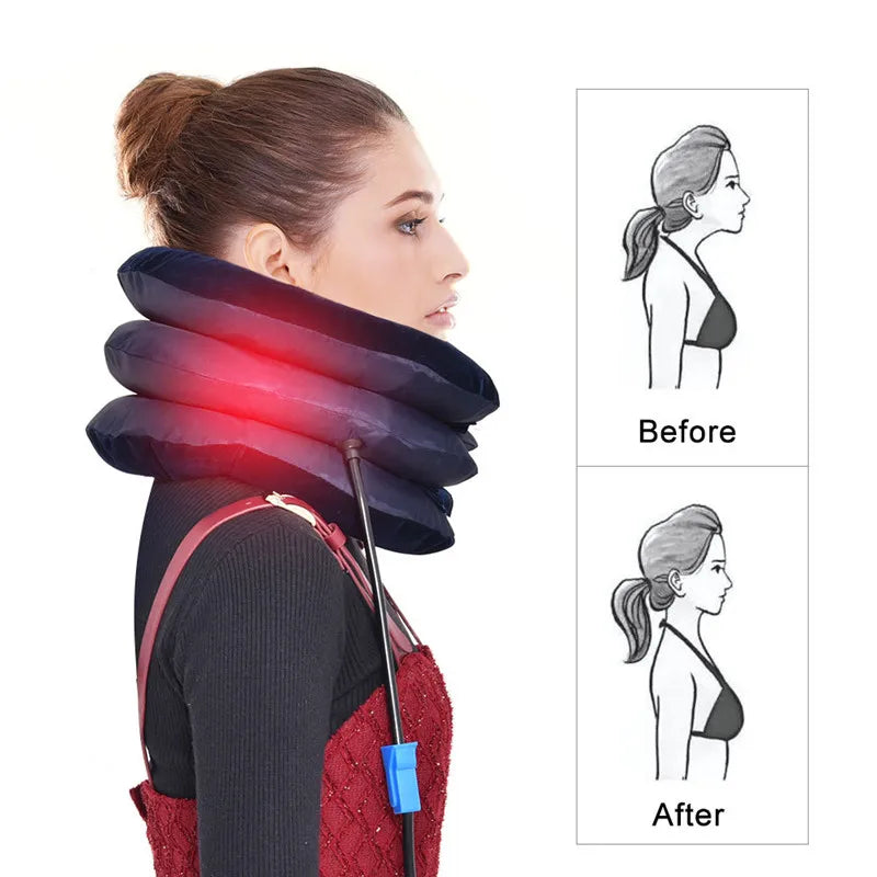 Inflatable Neck Traction Device | Adjustable Cervical Support Pillow Fascia Gun Tidesmit