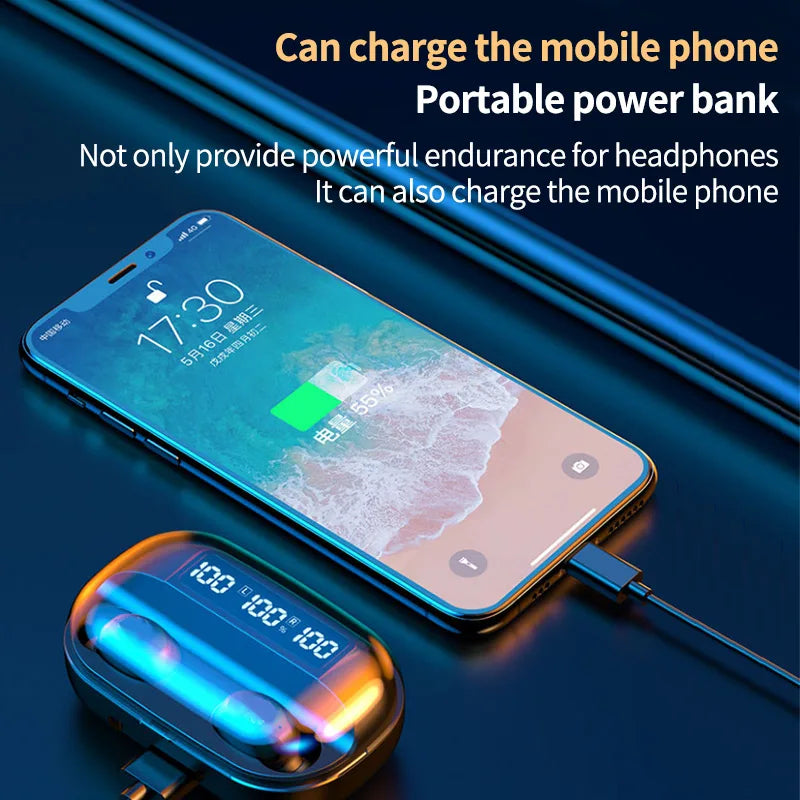 Hot New Custom Tws Wireless Headphone Earphone Sports Waterproof Touch Headset Led Display Earbuds Tidesmit