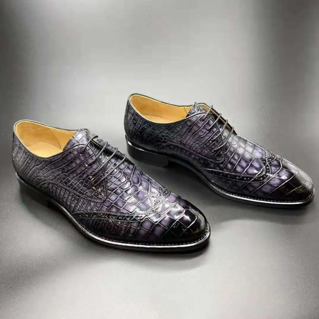 Luxury Designer Men's Dress Shoes Big Size Business Formal Shoes Men Party Footwear Genuine Crocodile Leather Handmade Shoes Men