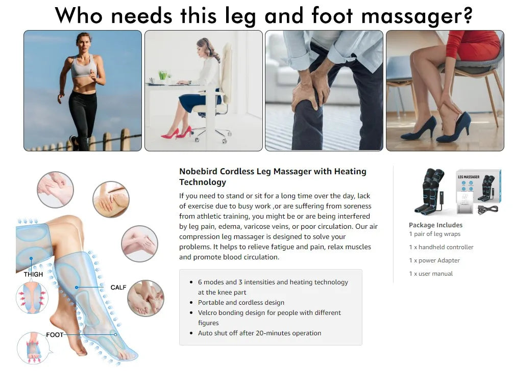 Leg Air Compression Massager with Heat Therapy for Circulation Relief Body Shaping Massage Equipment Tidesmit