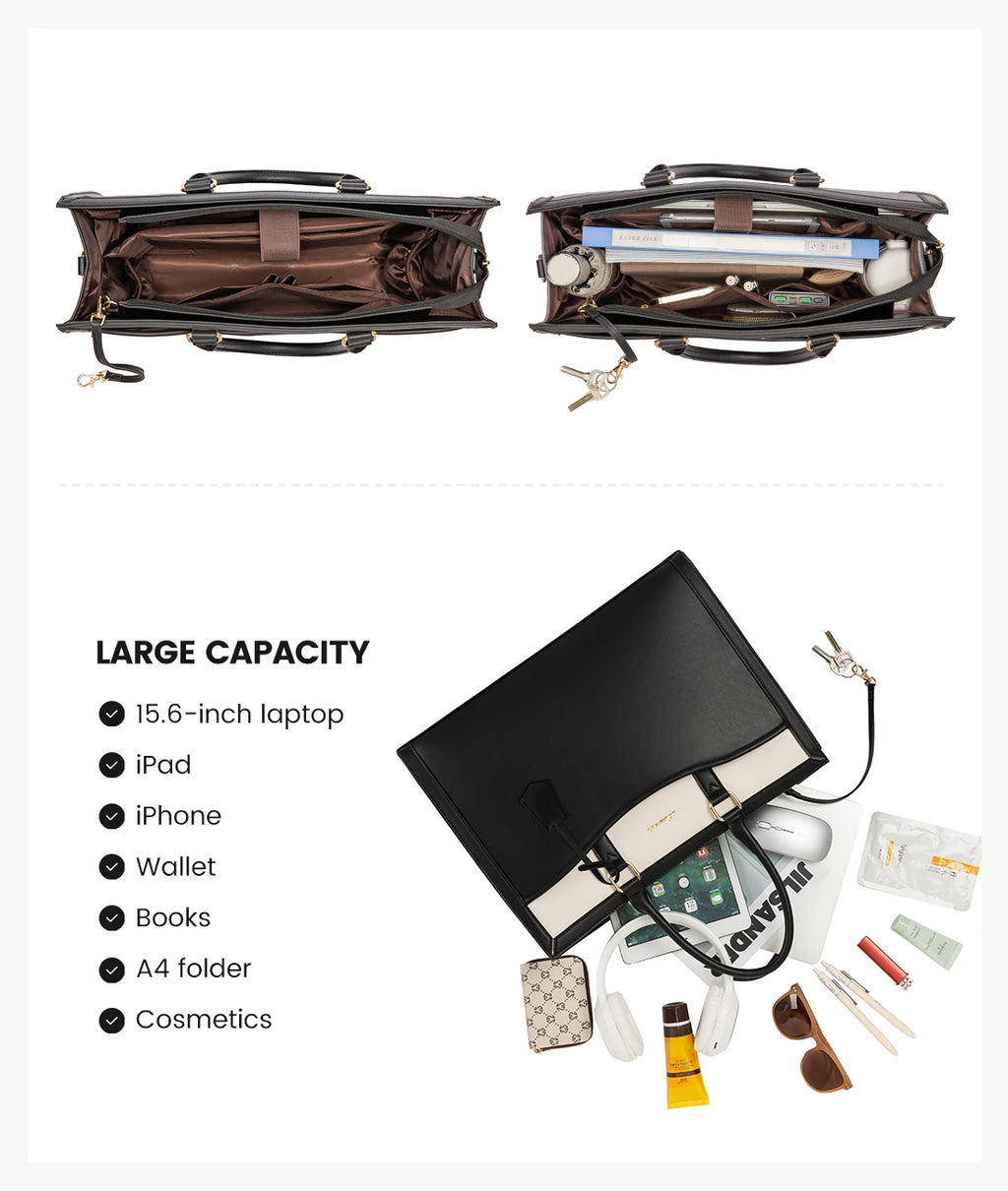 LOVEVOOK 2024 Hot Sales Business Shoulder Bag Computer Tote Bag Handbag Waterproof Luxury Customize Leather Laptop Bag for Women