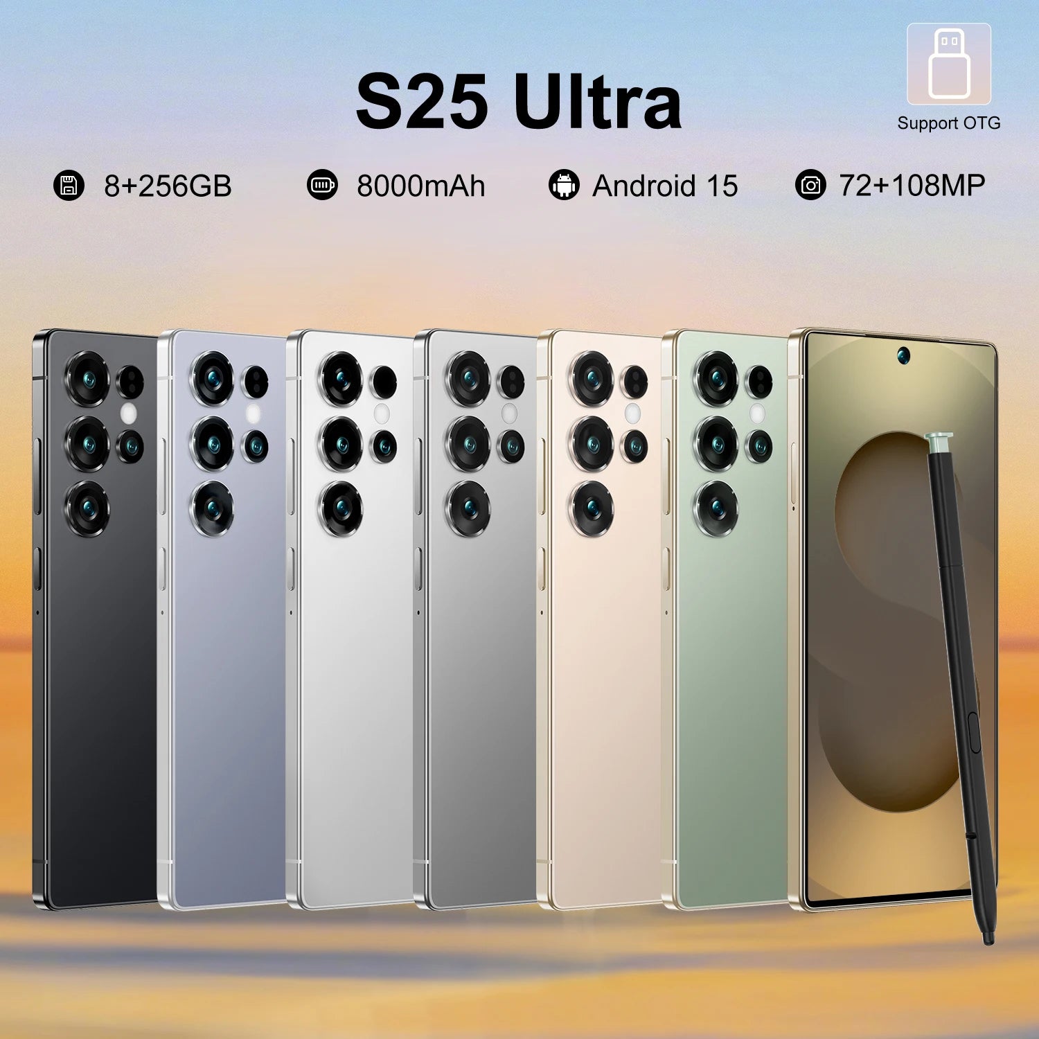 2025 New Design S25 Ultra 8GB+256GB 5G Smart Phone 7.3-Inch 48MP+108MP  10 Android 14 Smartphone - Tidesmit