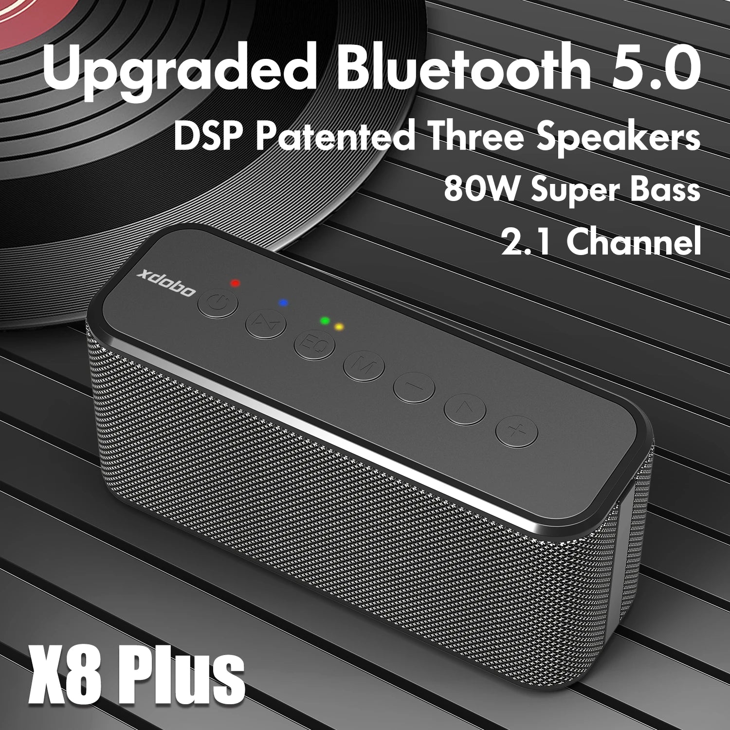 XDOBO X8 Plus Bluetooth Speaker 80W Powerful Bass Wireless Subwoofer 10400mAh Power Bank Function USB/TF/AUX Music Play Camping
