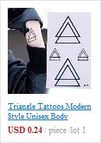 Minimalist geometric triangle temporary tattoo set for arm, trendy black line art design for men and women.
