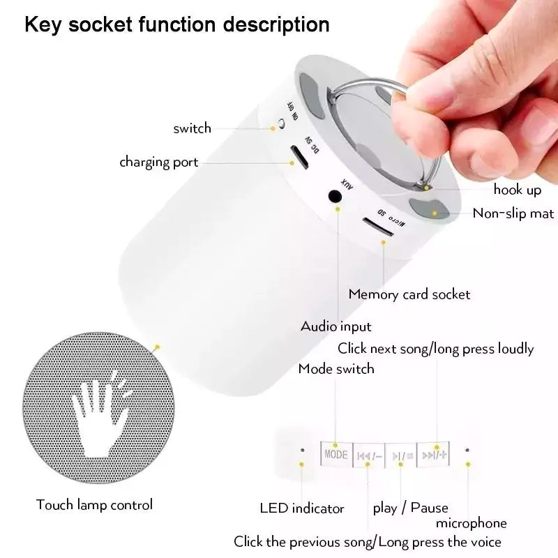 Bluetooth Speaker -AOOLIF Wholesale Price 600mah 3W Smart bluetooth Speaker with Clap on Lights Colorful Touch Lights