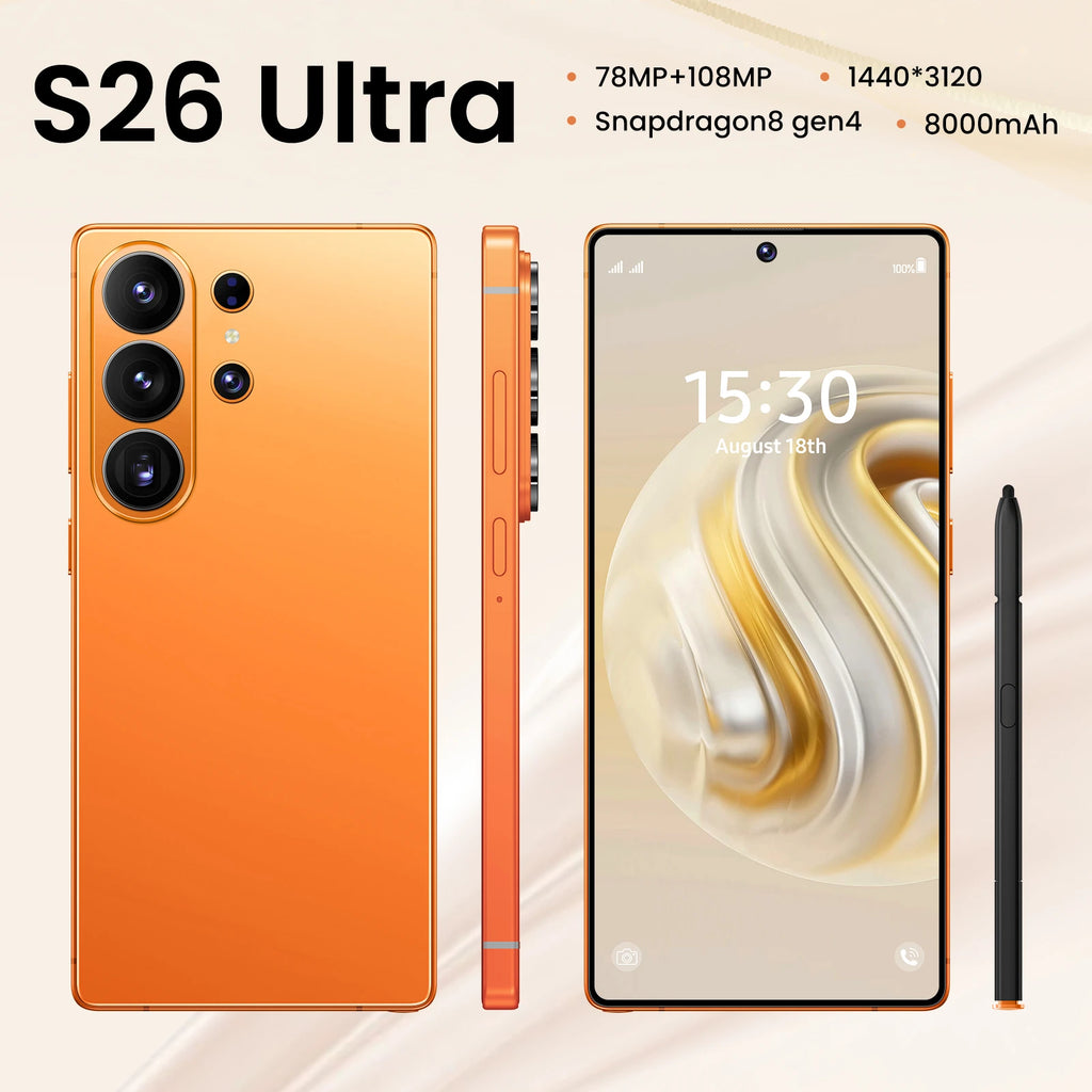 Tidesmit S26 Ultra 5G Smartphone with 22GB RAM 2TB storage 144Hz display and 108MP camera Unlocked Dual SIM