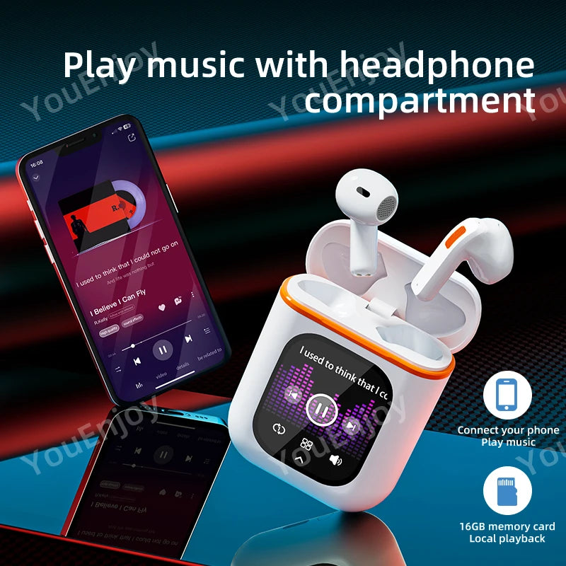 Wireless Smart JB ANC LCD Touch Screen TWS Earbuds Active Noise Cancelling In-Ear K2 Headphones with Jl Chipset Tidesmit