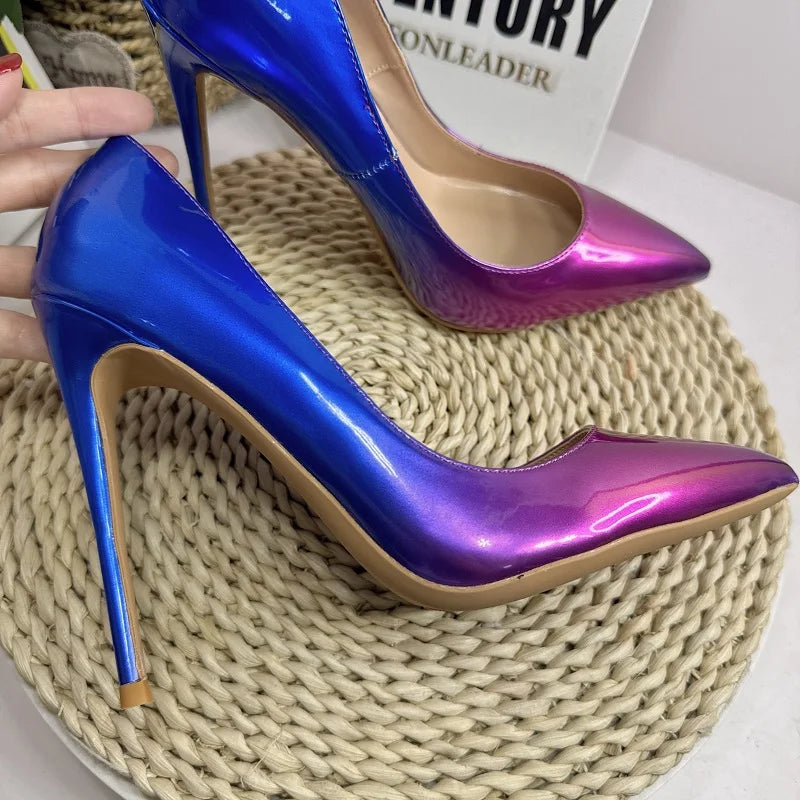 Red Black Gradient Women Pointed Toe Shoes 8CM 10CM 12CM Size 34-46 Elegant Stiletto Pumps for Formal Dress Sexy High Heels