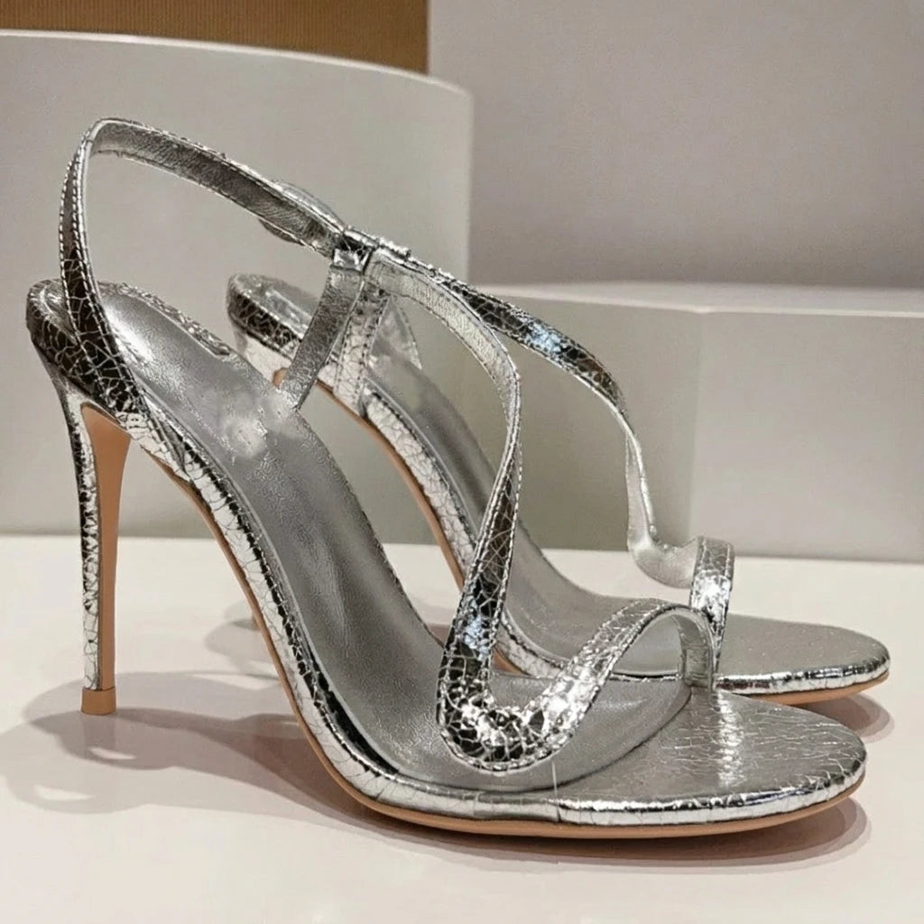 Yuejinlong Elegant Rhinestone Single Strap High Heels Sexy Snake Wrap Open Toe Stiletto Sandals Exquisite Party Shoes 2026