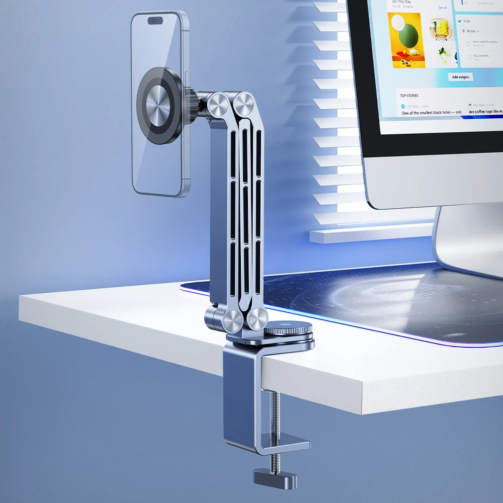 Feixiang X62 Aluminum Mini Magnetic Holder Flexible Mechanical Click & Fold for Desk Usage Tidesmit