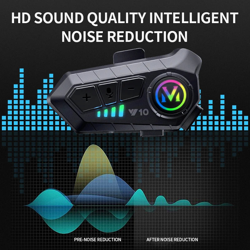 Bluetooth Speaker -New Y10 Motorcycle Helmet Intercom Waterproof BT 5.3 Long Standby Helmet Intercomunicador Speaker Earphone