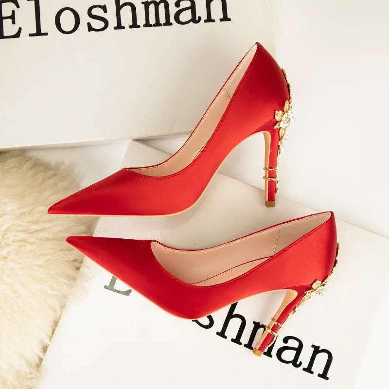 Escarpin Femm Talon Haut  Fashion Luxury Braid Wedding Shoes High Stiletto Heels for Ladies