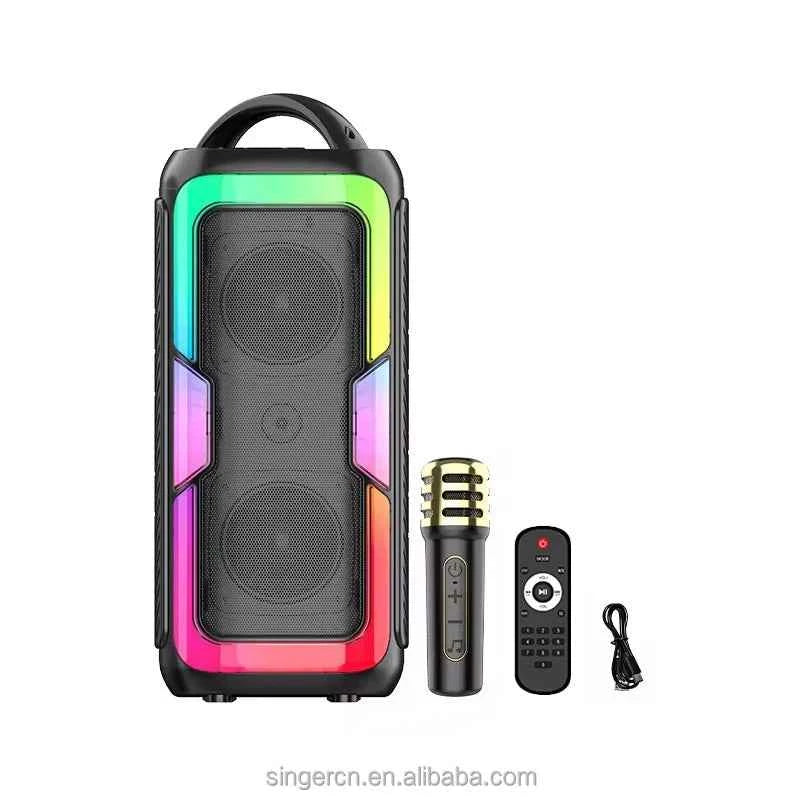 JQS4407 Portable Dual 4 Inches Battery Powered Rechargeable USB AUX Party Bt Speaker with Optical Input Led Speakers Orange Universal plastic My Store