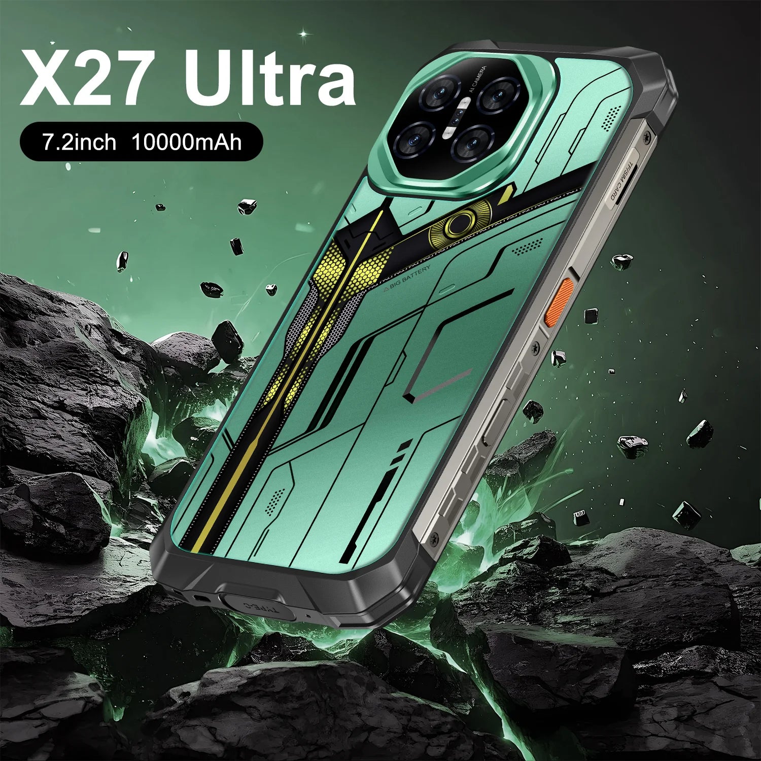 Tidesmit X27 Ultra 7.3 inch 5G smartphone with 12GB RAM, 1TB storage, waterproof design and NFC, unlocked.