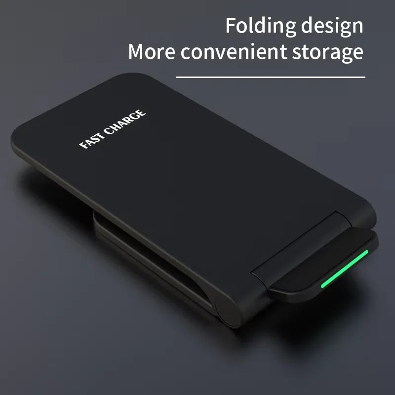High Quality Custom Logo Multifunction Portable Phone Charger Fast Charging Holder 15W Stand Foldable Wireless Charger Tidesmit