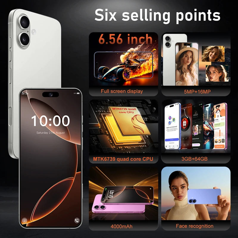 2025 New Android Low Price Unlocked I16 Plus Smart Phone Original Unlocked Celular Unlocked Mobile Phone - Tidesmit