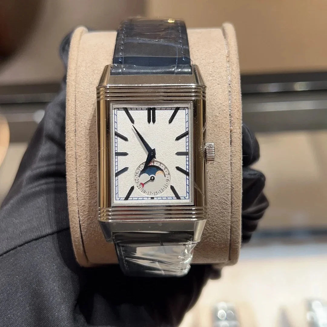 Reverso Luxury Diver Rectangular Dual-Face Flip Dual Time Mechanical Watch 45-Hour Power Reserve 20mm Analog Coin European