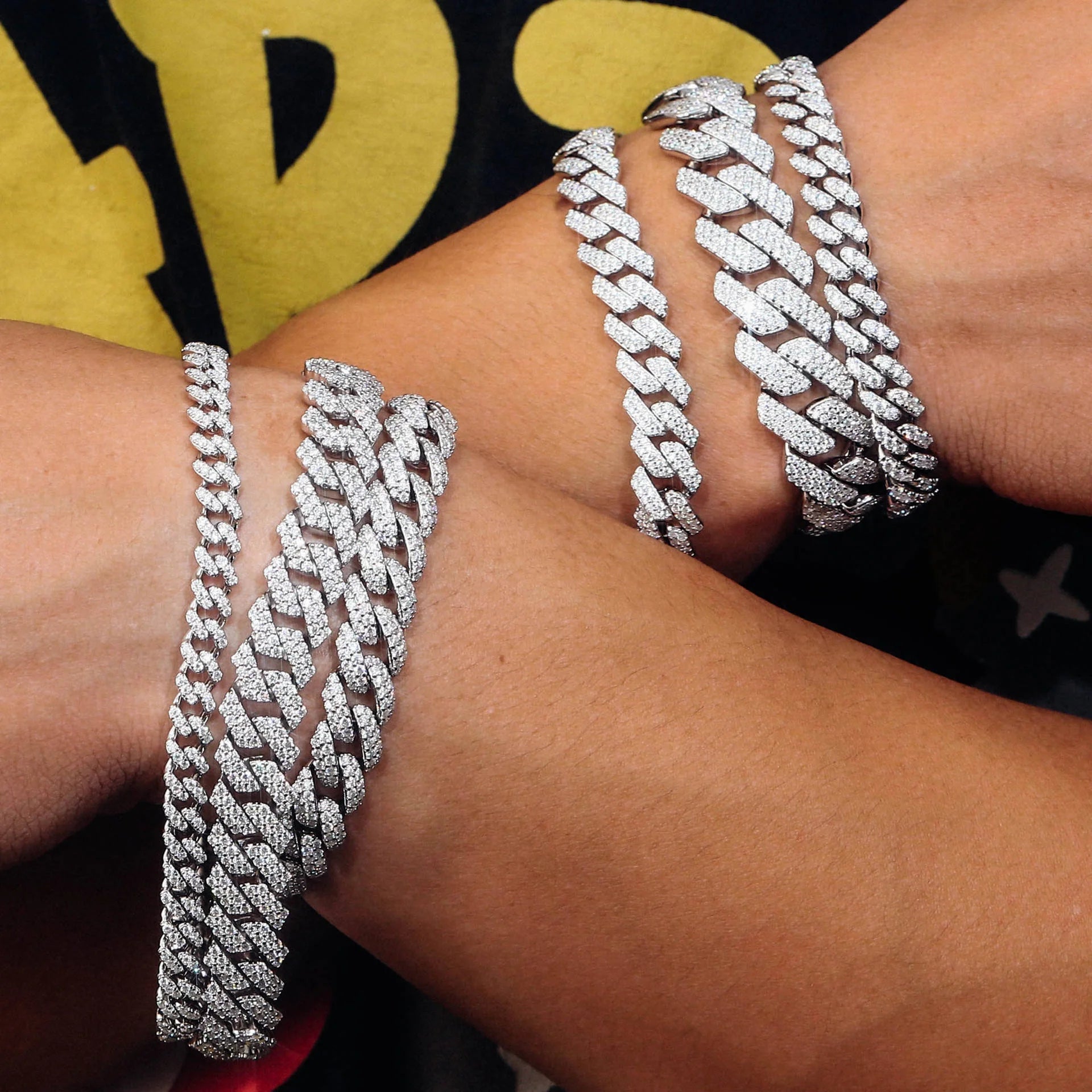 2rows 8mm 10mm 12mm 15mm S925 Silver GRA Moissanite Necklace  Bracelet  Mans Hiphop Cuban Link Chain for Fashion Jewelry