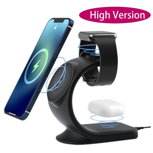 2024 Multifunction Speaker 15W Fast Charging Alarm Clock Night Light Lamp Stand Wireless Charger Black Plastic Tidesmit