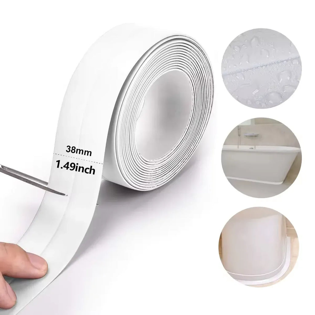 White caulk tape roll, 38mm width self-adhesive PVC sealing strip