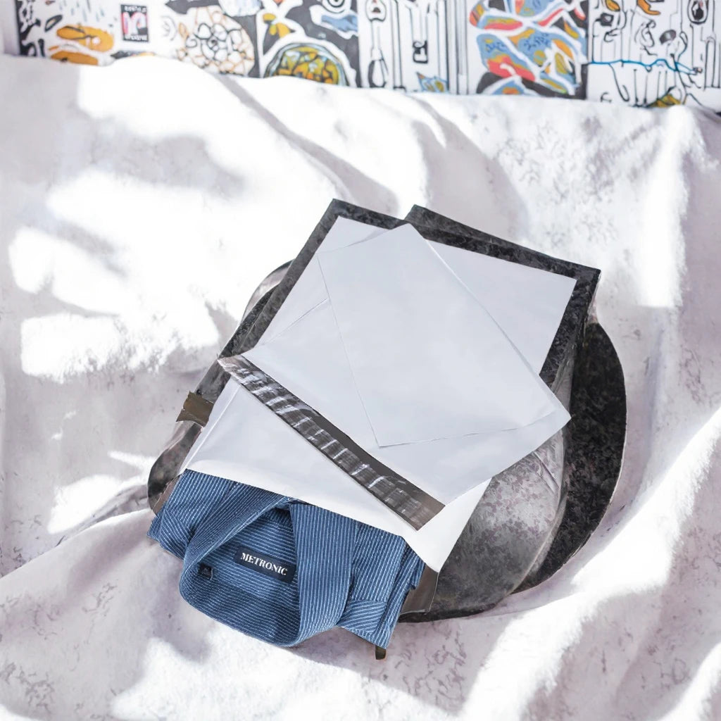 100pcs Durable 14.5x19 White Poly Mailers Self-Adhesive Waterproof Tear-Proof Shipping Bags Mailing Envelopes and Postal Bags