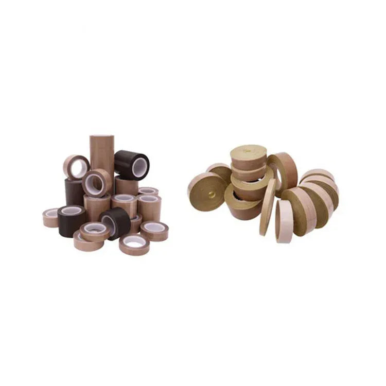 Set of high-temperature insulation tape rolls in brown and beige