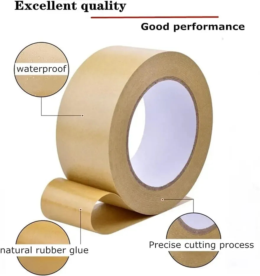 Brown-tan kraft sealing tape roll with adhesive side visible