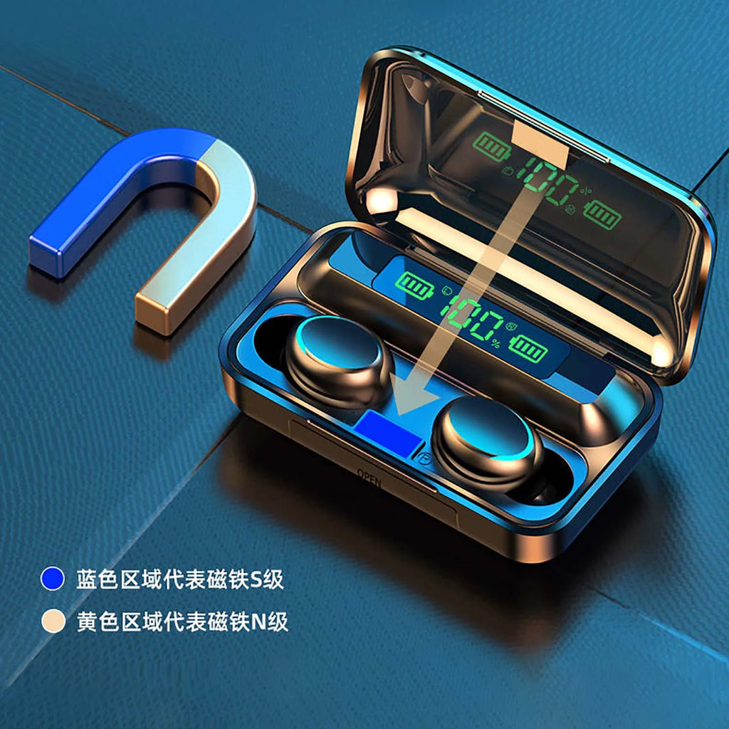 GAE-140 2021 Hot F9-5C Waterproof 9D Stereo Sports Earbuds TWS BT 5.0 Earphones Wireless Earphone Headsets with Charging Case Tidesmit