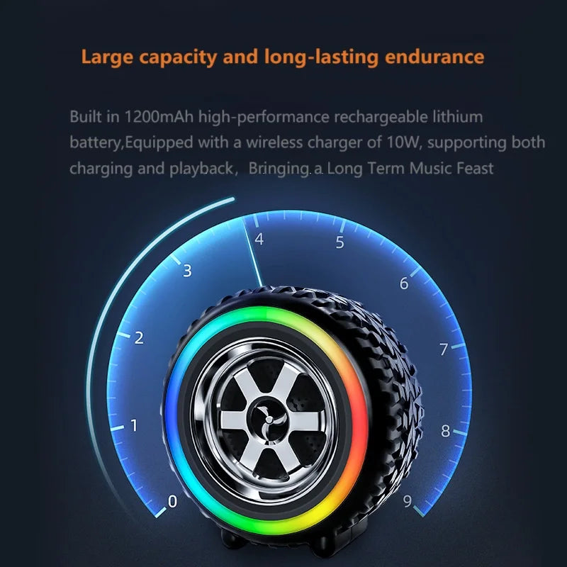 2023 New Tire Sound Outdoor Intelligent Portable Bluetooth Sound Portable Multifunctional Subwoofer Card Mini Speaker My Store