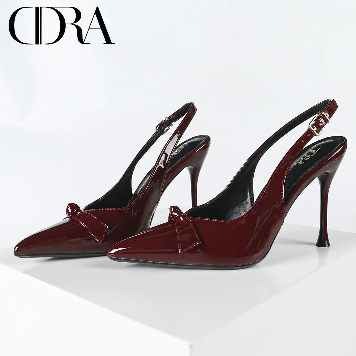 S Solid Color Back Strap 10cm Heel High Fine Stiletto Heels Ladies Female Closed Pointy Toe Designer Women Heeled Sandal Shoes