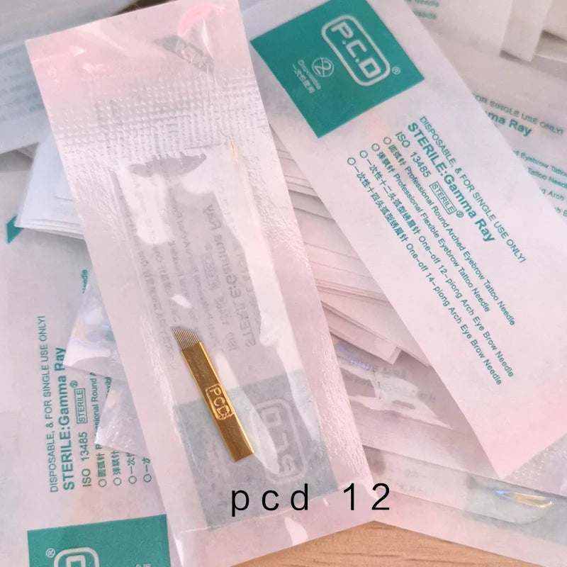 Microblading Blades 100pcs PCD Needle Set for Professional PMU Artists Permanent Makeup Machines 100pcs PCD12 Tidesmit