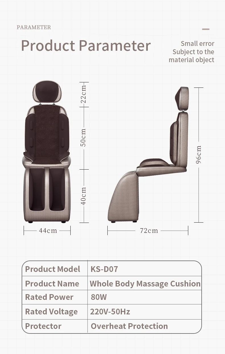 Full Body Electric Massager - Deep Tissue Heat Therapy Cushion Massage Chairs Tidesmit