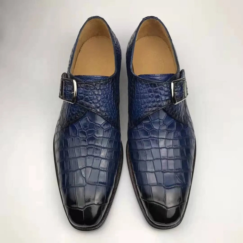 Goodyear Genuine crocodile Leather Men's Shoes 47 alligator Watch Strap Mens Custom Shoes Customized Monk Strap Party Shoes Men