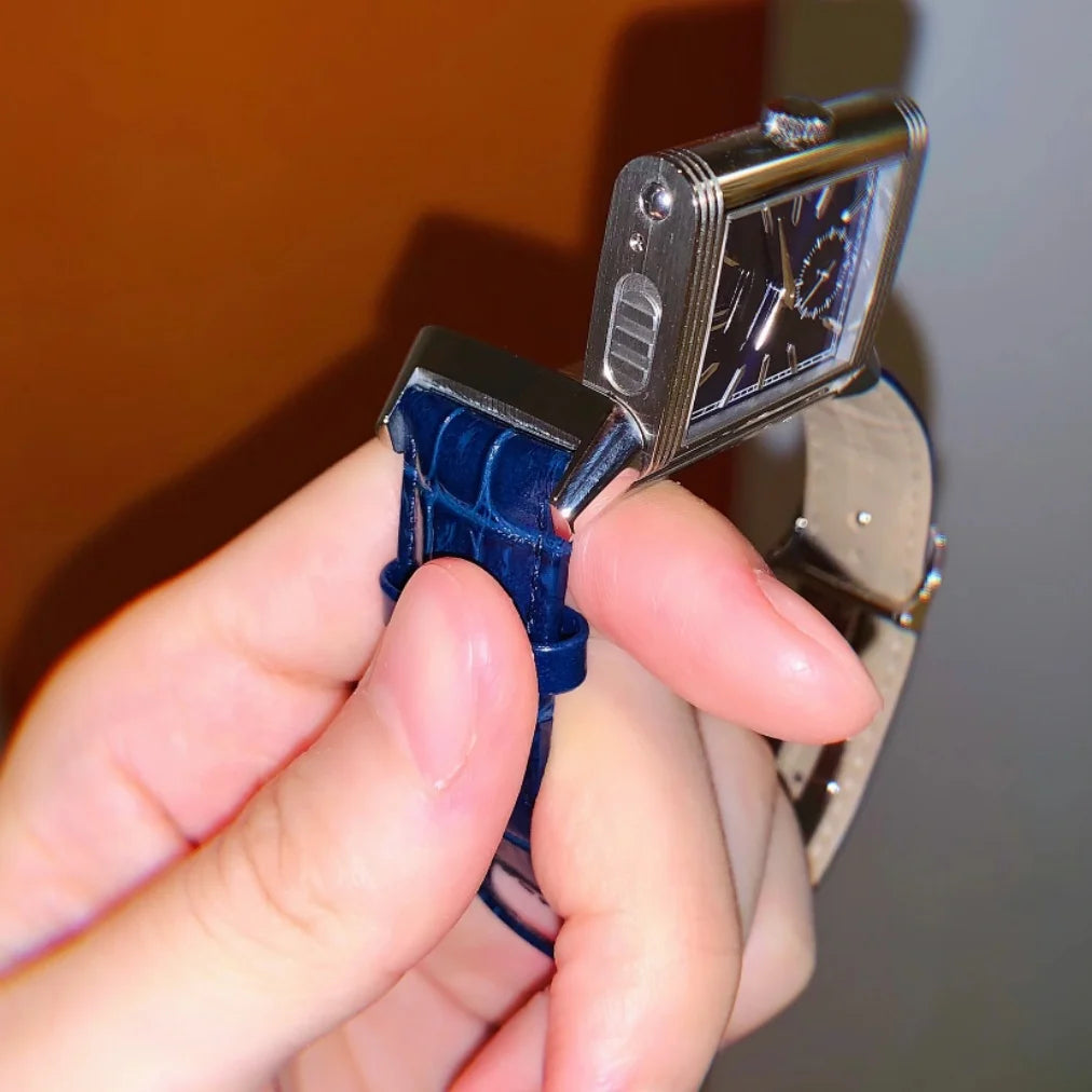 Reverso Luxury Diver Rectangular Dual-Face Flip Dual Time Mechanical Watch 45-Hour Power Reserve 20mm Analog Coin European