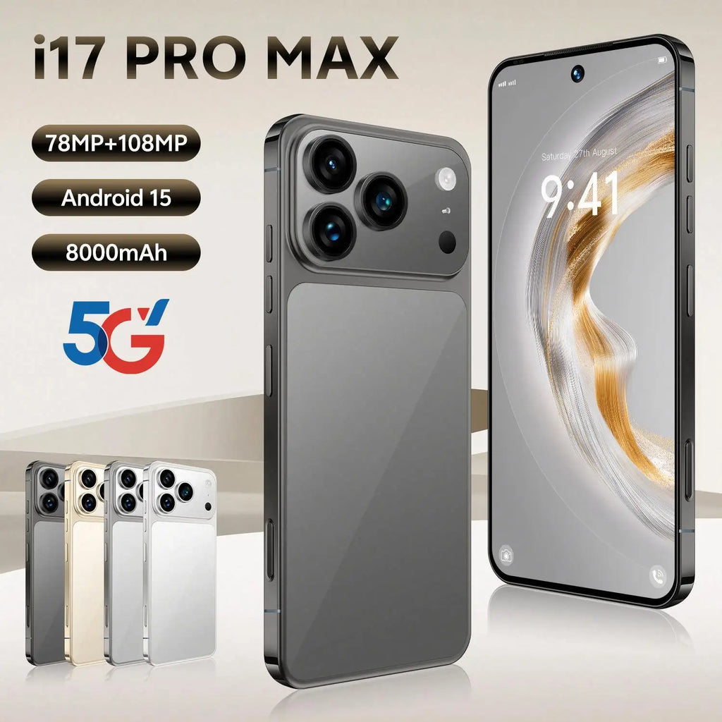 Tidesmit I17 Pro Max 5G Android 15 smartphone with 16GB RAM 1TB ROM and 7.3 inch full screen for global dual SIM use
