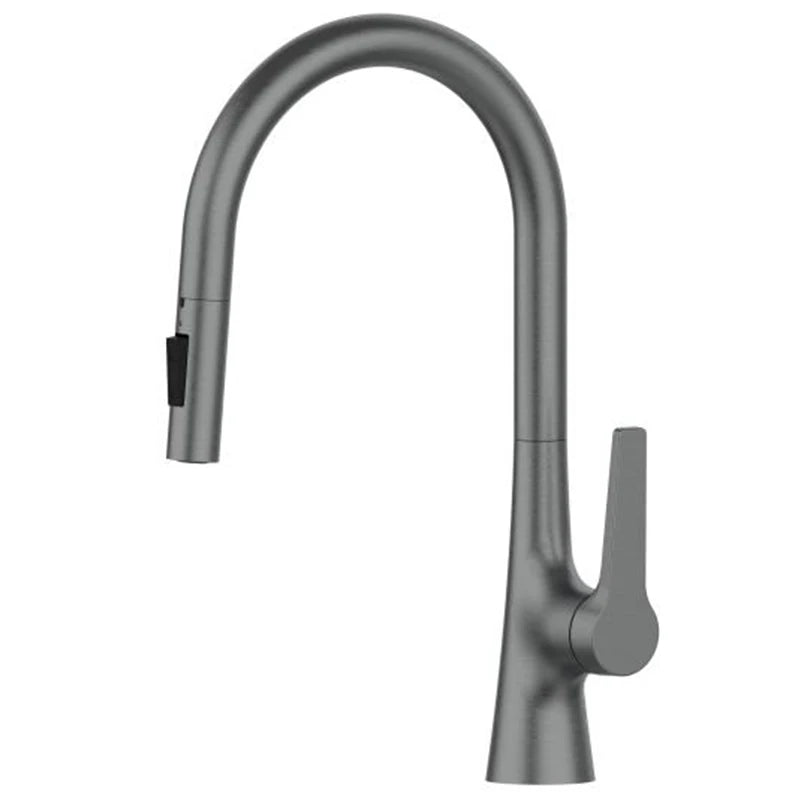 Bagnolux Titanium Black Brushed Deck Mounted Kitchen Faucet Two Function Single Handle Pull Out Mixer Hot and Cold Water Taps