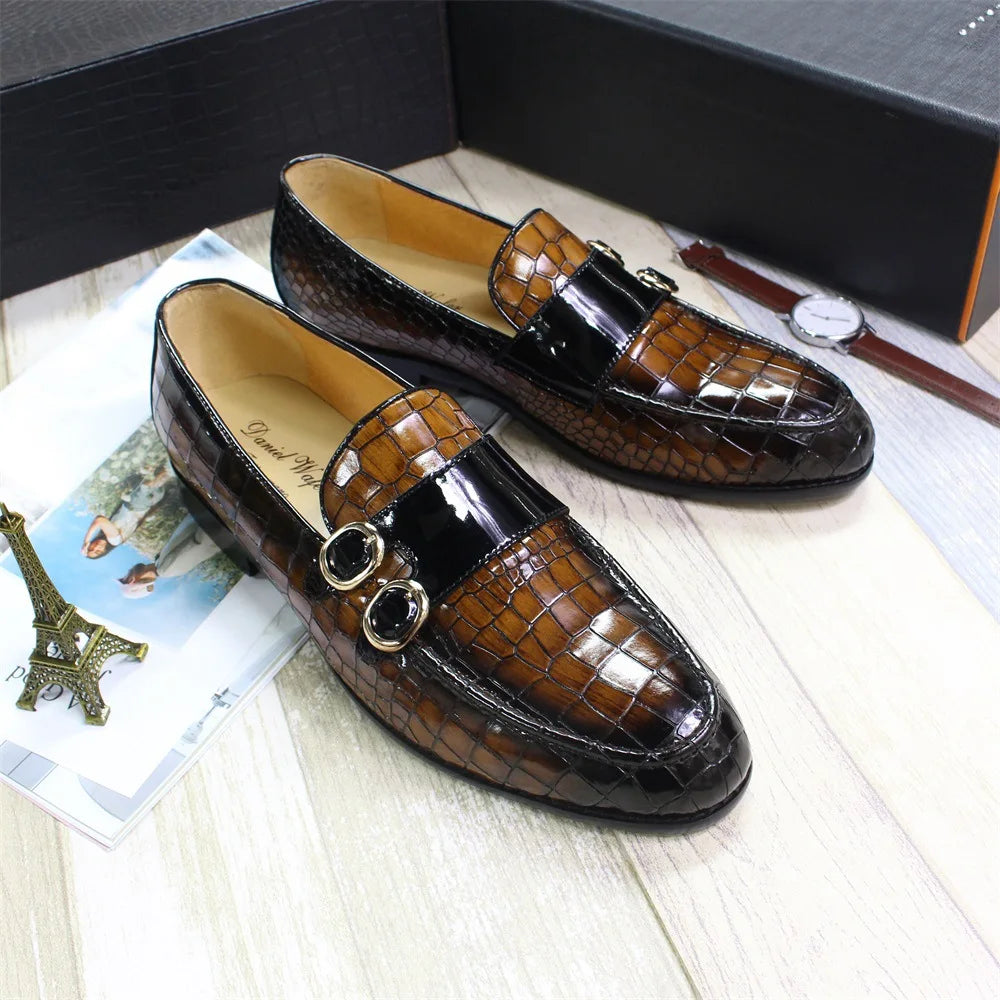 Dropshipping Classic British Men's Dress Shoes Genuine Leather Office Loafers Height Increasing Big Size Fashionable Formal