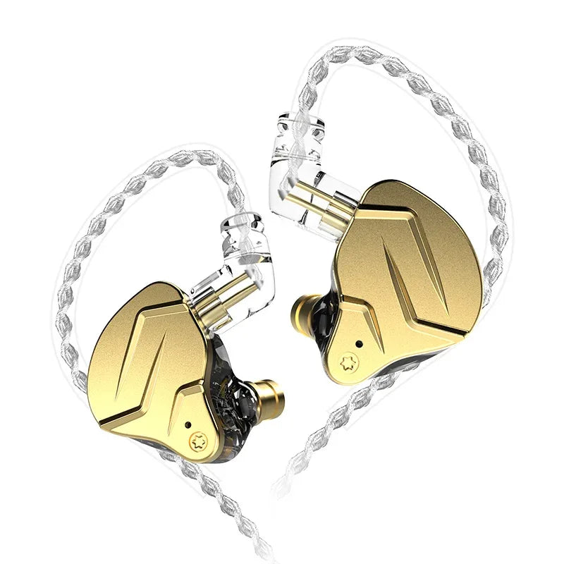 KZ ZSN Pro X Metal Earphones 1BA+1DD Hybrid Technology HIFI Bass Earbuds In Ear Monitor Headphone Sport Noise Cancelling Headset GoldNoMic Tidesmit