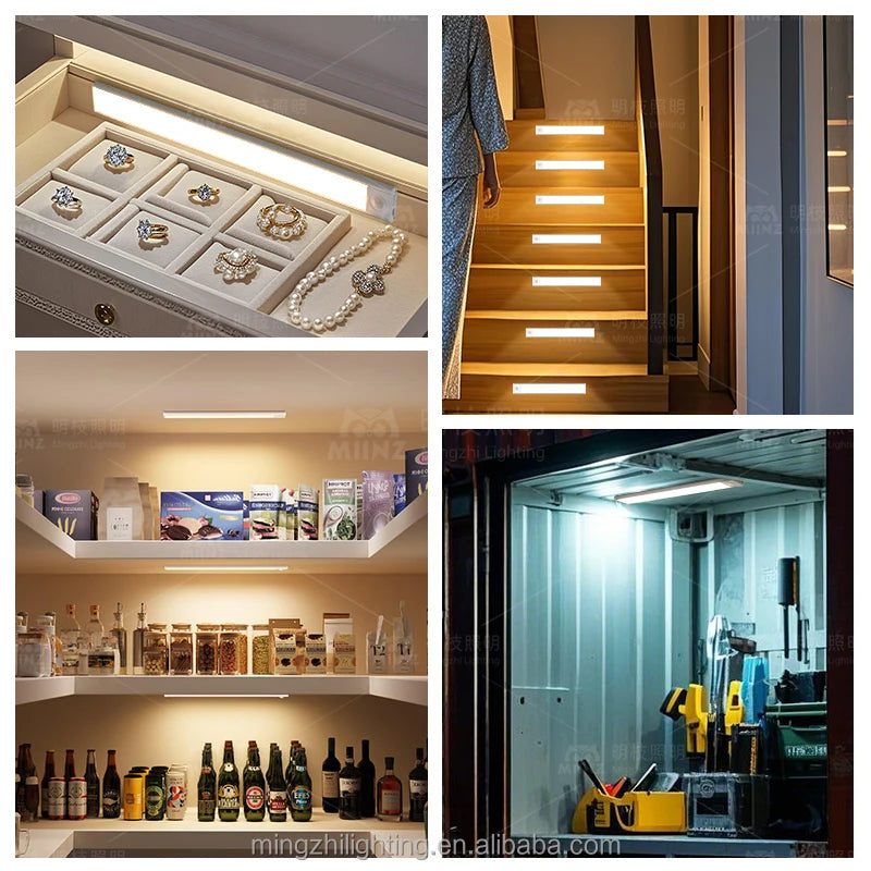 Smart Human Body Under Cabinet Infrared Wardrobe Rechargeable Night PIR Led Motion Sensor Light for Indoor Kitchen Closet Stairs Tidesmit
