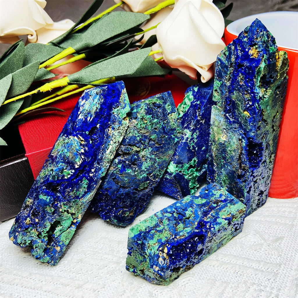 Wholesale Crystal Point Crystals Healing Stone Blue Malachite Wand Rare Azurite Tower for Home Decor