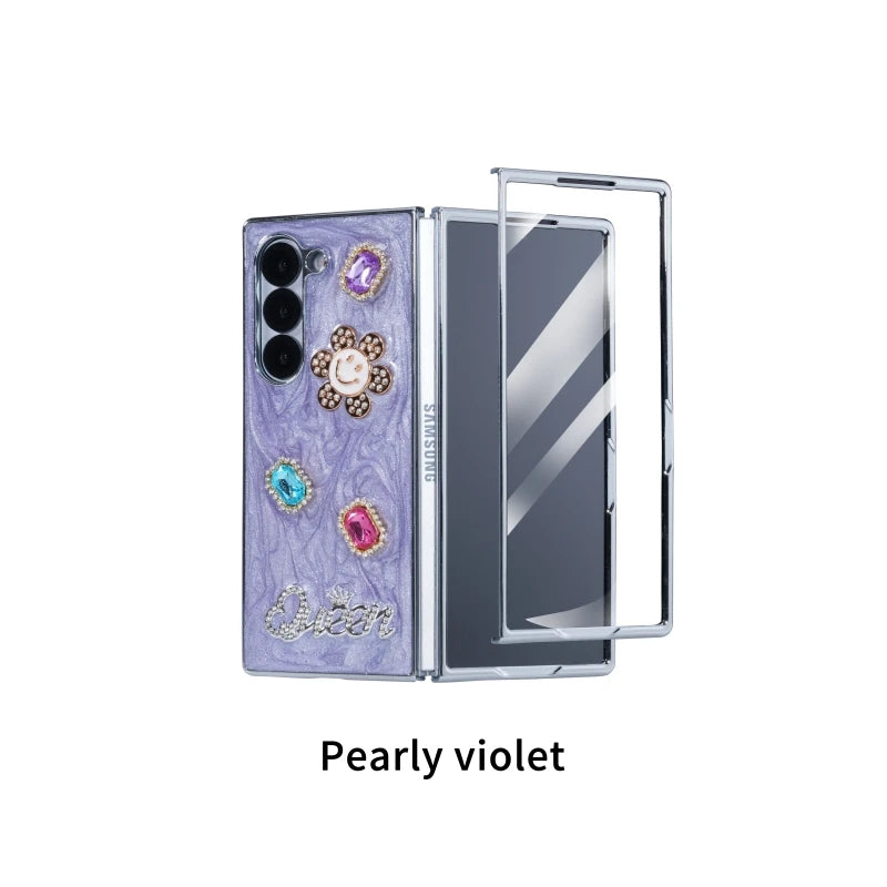 Dispensing Sunflower Glass Screen Protector Phone Case for Samsung Galaxy Z Fold 7/6/5/4 Light Purple OPP Bag Tidesmit