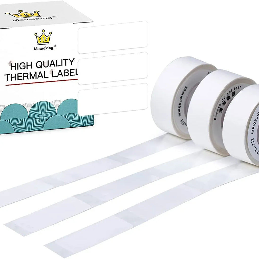 White thermal label paper roll, square labels, 14x40mm
