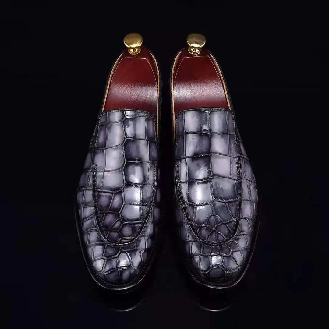 Goodyear Alligator Loafer Shoes New Fashion Party Casual Shoes for Men Top Quality Genuine Crocodile Leather Wedding Men's Shoes