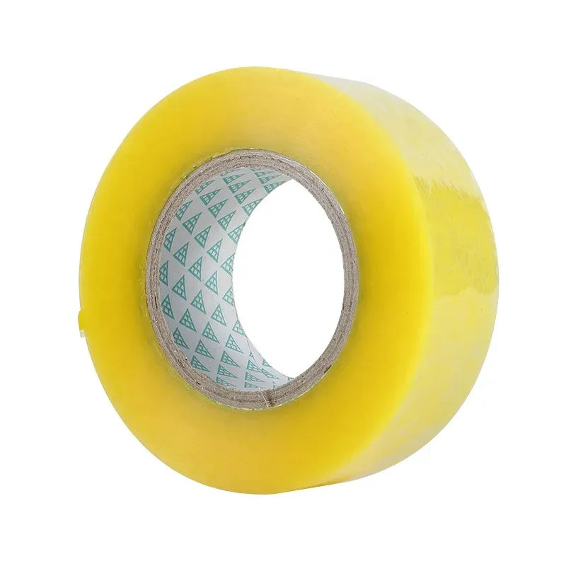 Yellow packing tape roll with printed inner core strip