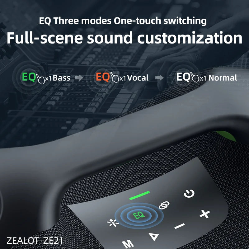 ZEALOT ZE21 250W Portable Speaker IPX7 Waterproof Outdoor Speaker Party Subwoofer Exlarge All-Round Bass RGB/TWS/TF/AUX/EQ My Store