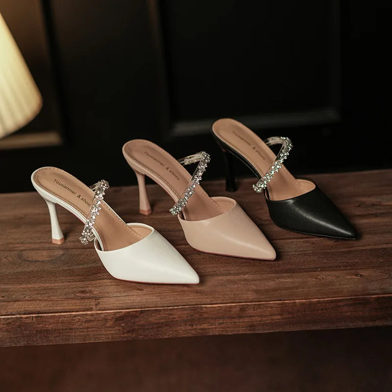 Women's Solid High Heels Stiletto Heel Pointed Toe French Elegant Versatile Sandals